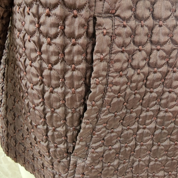 Chico’s- Dark Brown Quilted Button Front Jacket  Chico's Size 1 - Picture 6 of 9